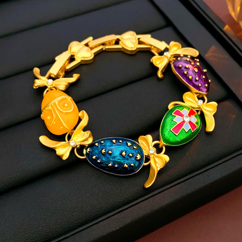 Medieval vintage Water Drop Flower Bow Necklace Palace Style Diamond Inlaid Oil Drop Collarbone Chain High-end Jewelry