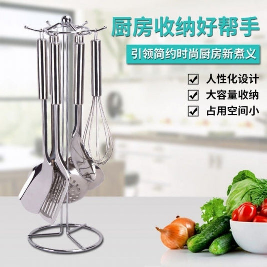 Kitchen Storage Rack Utensil Holder Spatula Spoon Hanging Rack Pot Spatula Holder Soup Spoon Spatula Draining Rack Household Hook Rack Floor-standing