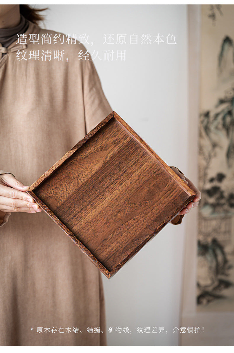 Walnut Tea Tray Minimalist Dry Tea Tray Cup Storage Tray Chinese Style Candy Dessert Fruit Tray Tea Room Tea House Wholesale