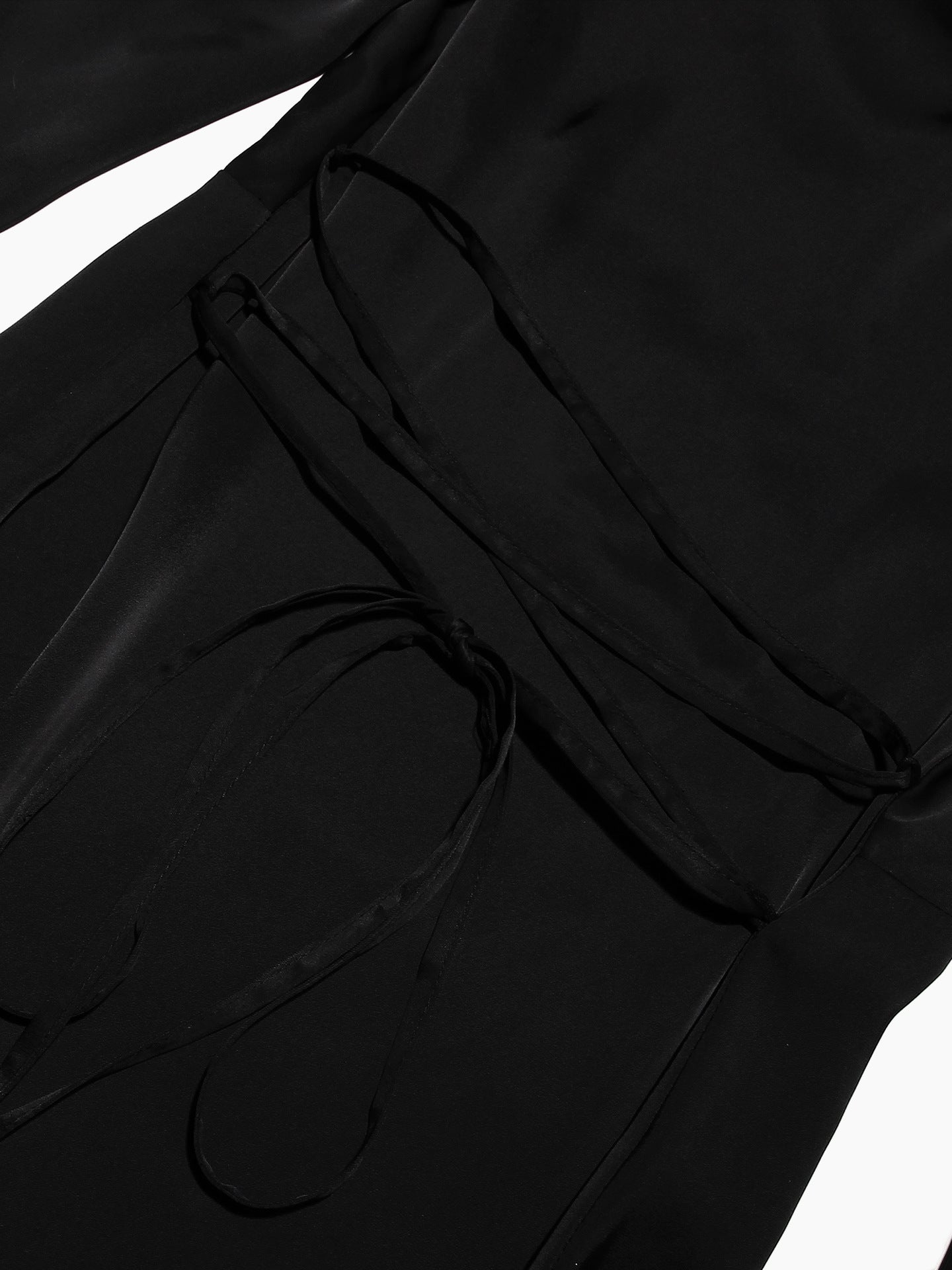 Pear-shaped Body Wear Women's Long-sleeved Loose Belted Waist Black Long Dress High-end Sense of Temperament Style Dress for Women