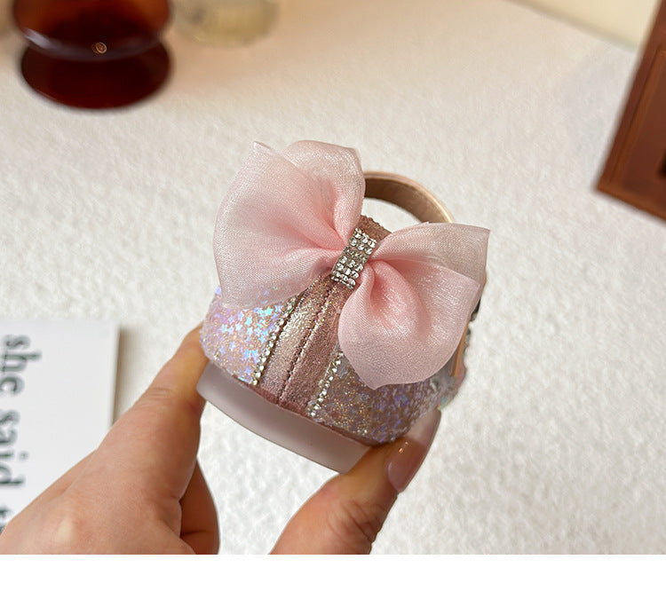 Princess shoes for girls2025Spring New Children's Crystal Shoes for Girls, Soft Sole Leather Shoes to Match Dresses, Spring Edition