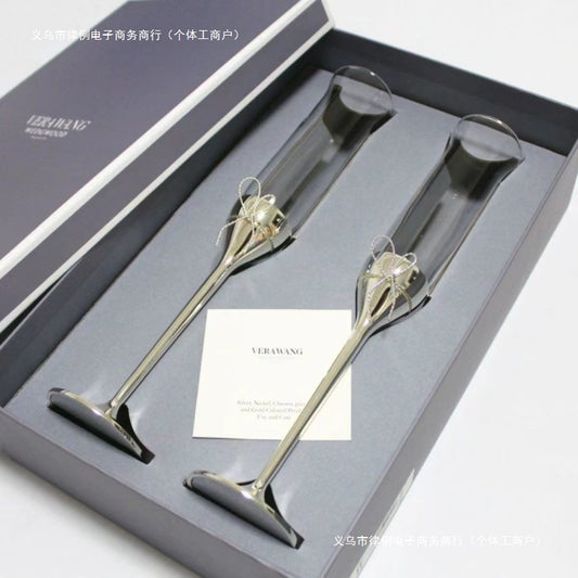 British Wang Weiwei Champagne Glass VeraWang Love Knot Rope Red Wine Pairing Goblet Wedding Gift Box