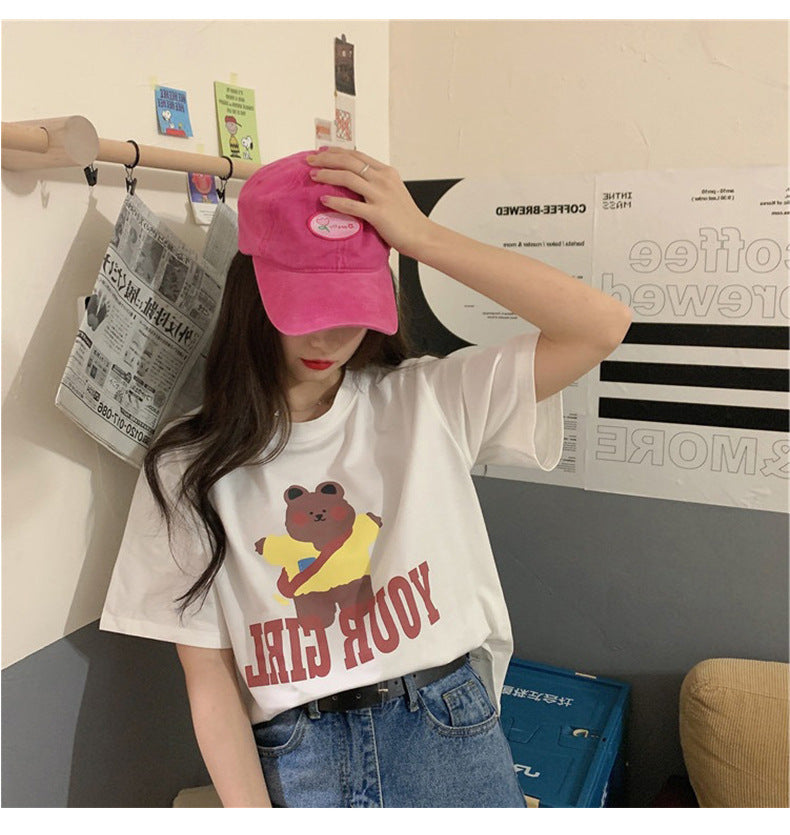 Couple Clothes Insi Trendy Cross-Border2023Summer New Style Crop Top Korean Version Slim Fit Short Sleeve T Shirt for Female Students