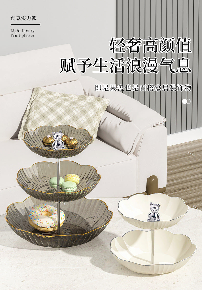 Multi-layer Fruit Plate High-end Luxury Style Home Living Room Snacks Nuts Candy Dried Fruits Fruit Plate Tea Pastry Dessert Plate