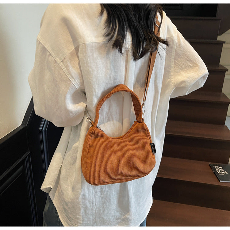 2024New Casual Large Capacity Women's Shoulder Bag Trendy Corduroy Versatile Crossbody Bag Trendy Bag Cross-Border Hot Item