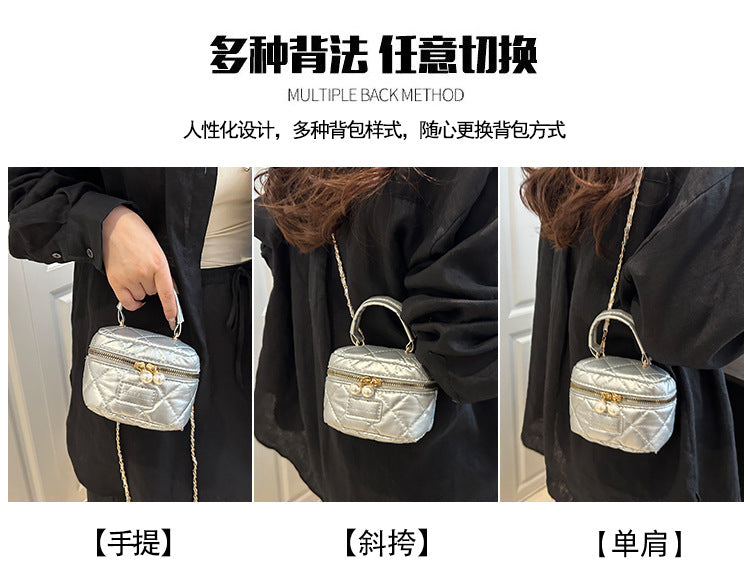 Women's Spring Summer Bag2025New Diamond Chain Bag High-End Fashionable Crossbody Bag Versatile Handheld Small Square Bag