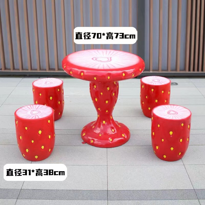 Outdoor fiberglass mushroom table and chair ornament Yard Table Courtyard Garden Kindergarten Garden Landscape Sculpture Ornament