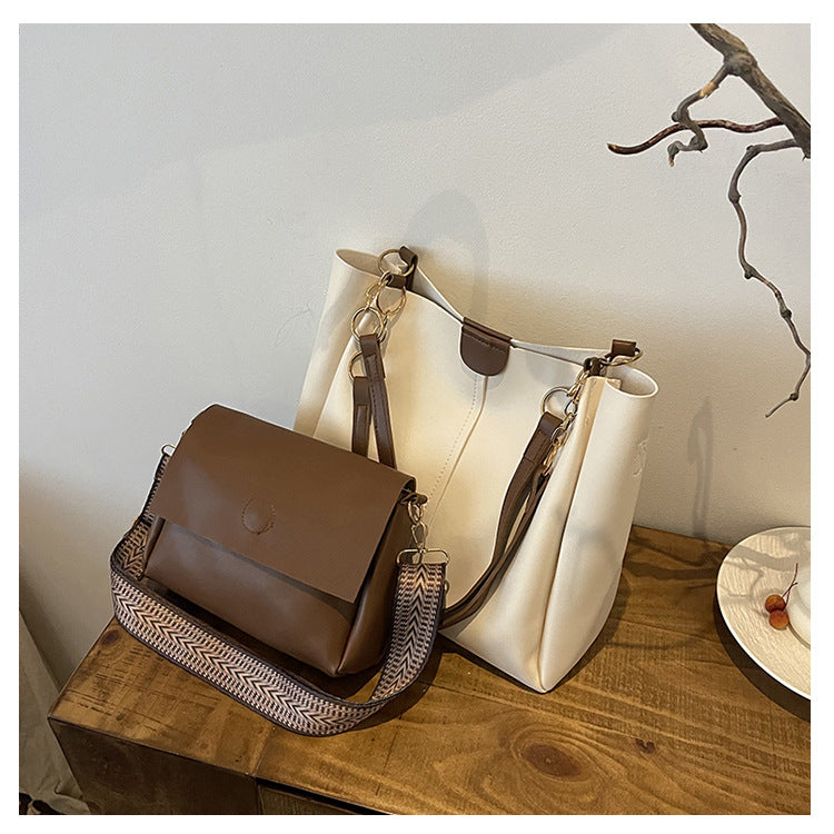 Women's two-piece large capacity bag set2024New Fashion Commuting Handbag Simple Casual Shoulder Tote Bag for Women