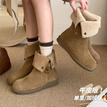 Soft Leather Version~Lancui Thick-Soled Chunky Heel Loafers for Women, Retro Style, Height-Increasing Slip-On Simple Leather Shoes for Petite Women
