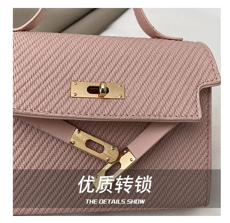 Bag2024New Fashion Small Square Bag Texture PU Handbag Retro Simple Shoulder Bag Trendy Versatile Crossbody