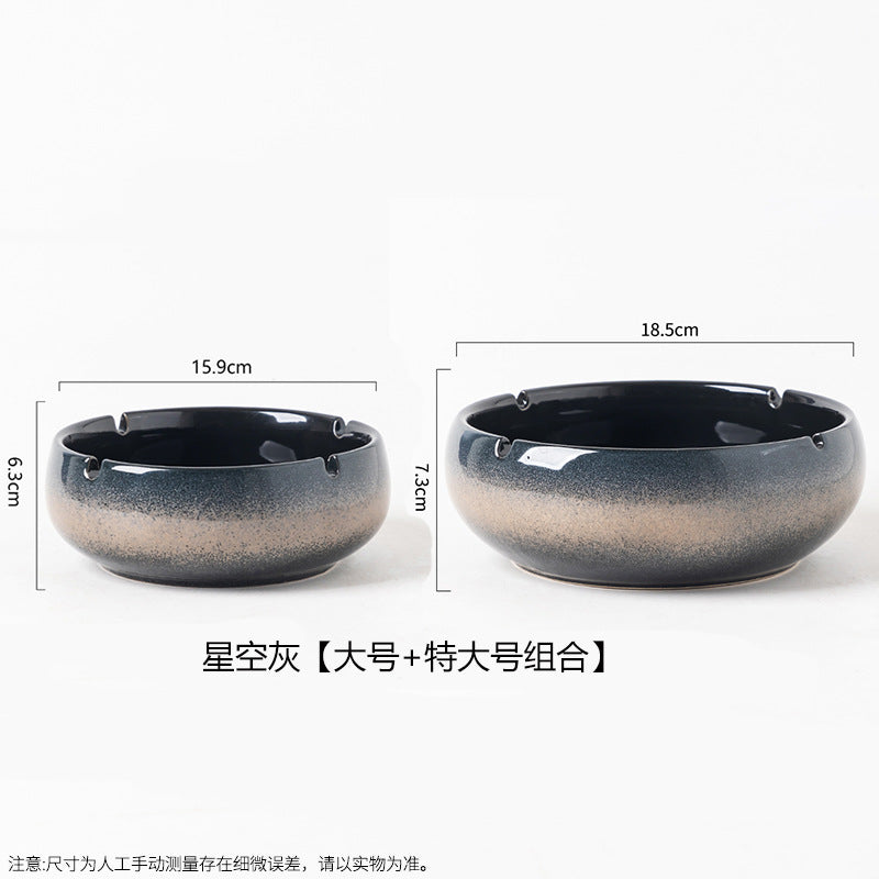 Large Ashtray Creative Personality Ceramic Ashtray Home Retro Chinese Style Living Room Light Luxury Office Trendy Ashtray