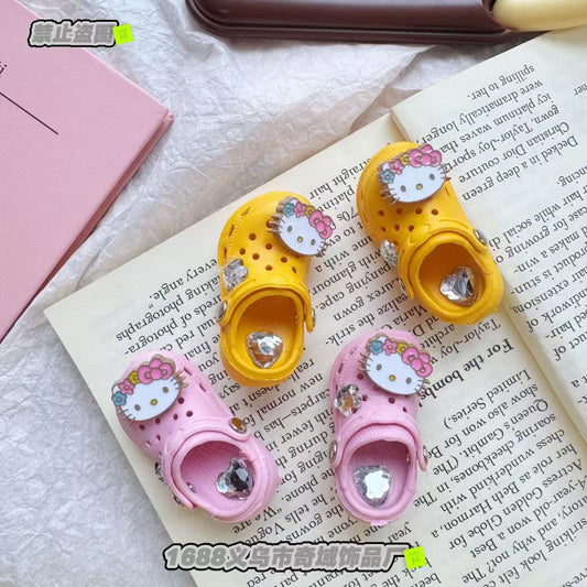 Diamond-Encrusted Cute Cartoon Cat Slippers Hair Clip Duckbill Clip Fresh Sweet Versatile Hair Accessories Headwear Unique Design