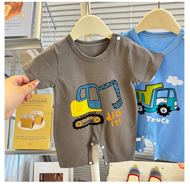 Pure Cotton Infant Jumpsuit Summer Pure Cotton Printed Korean Version Baby Romper Lightweight Breathable Unisex Baby Short Sleeve