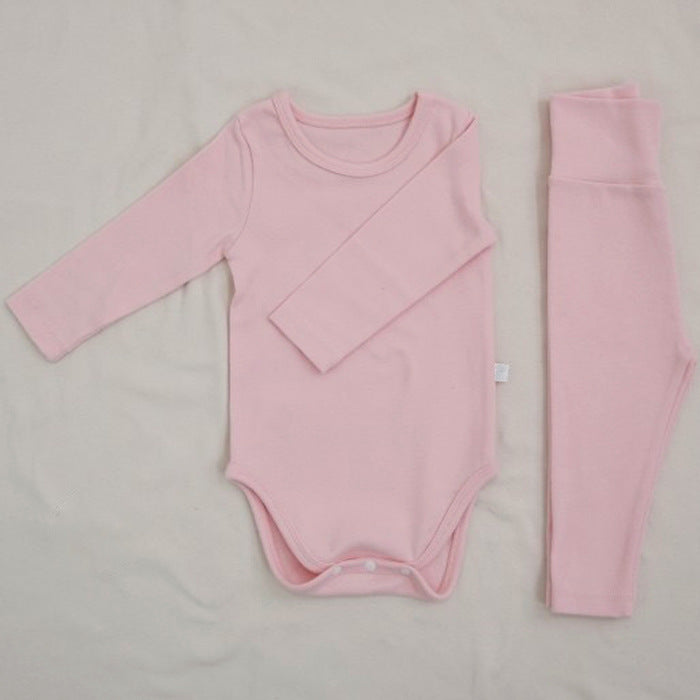 Baby Romper Spring and Autumn a High-Waist Belly Protection Pants Set Baby Spring and Autumn Triangle Romper Bodysuit Jumpsuit