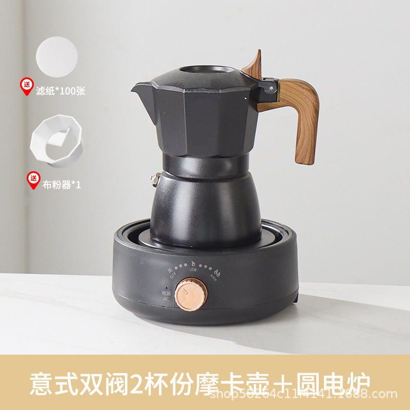 Moka Pot Home Use Small Coffee Pot Coffee Brewing Set Double Valve Hand Brew Pot Espresso Extraction Italian Coffee Machine