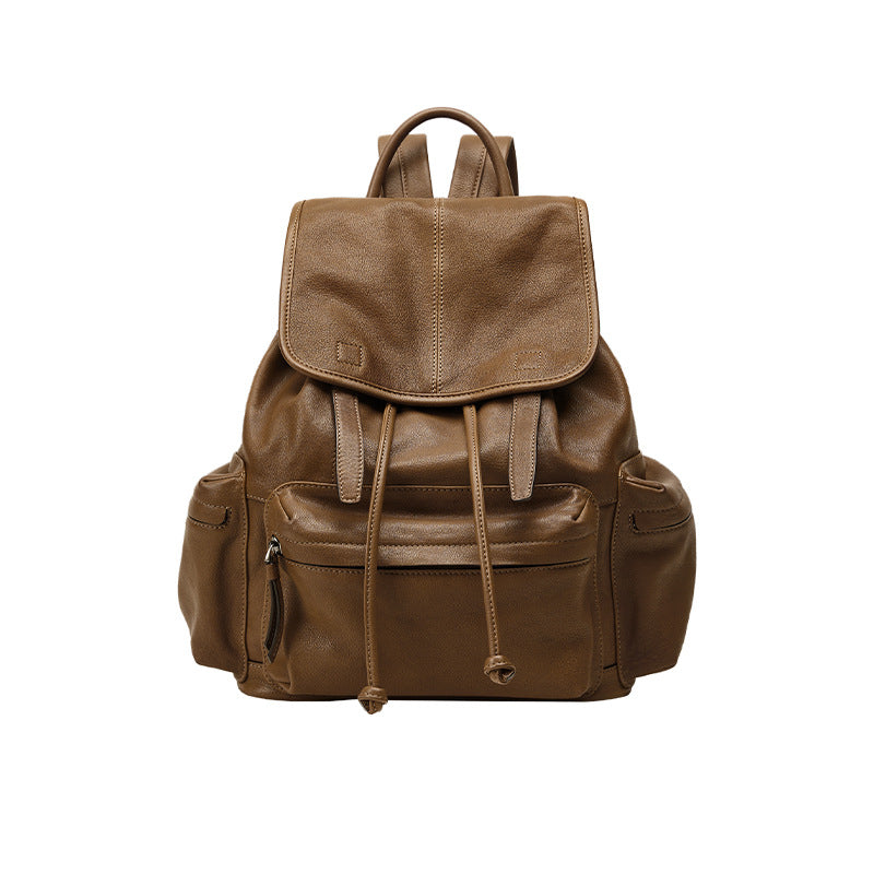 Qiu Zhen Vegetable-Tanned Sheepskin Self-Travel Backpack Travel Lightweight Casual Retro Genuine Leather Large Capacity Backpack Unisex http://detail.1688.com/offer/969513720056.html