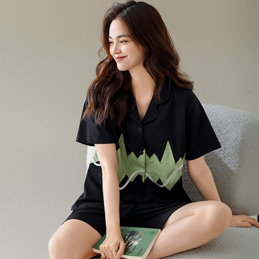 Summer New Cotton Cardigan Pajamas for Women, Thin High-End Feel, Men's Loungewear, Casual Wearable Couple Pajamas