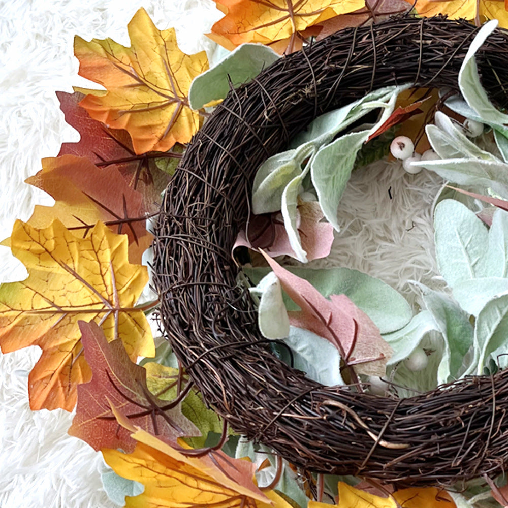 Autumn White Pumpkin Maple Leaf Wreath Amazon Thanksgiving Harvest Festival Autumn Artificial Wreath Pumpkin