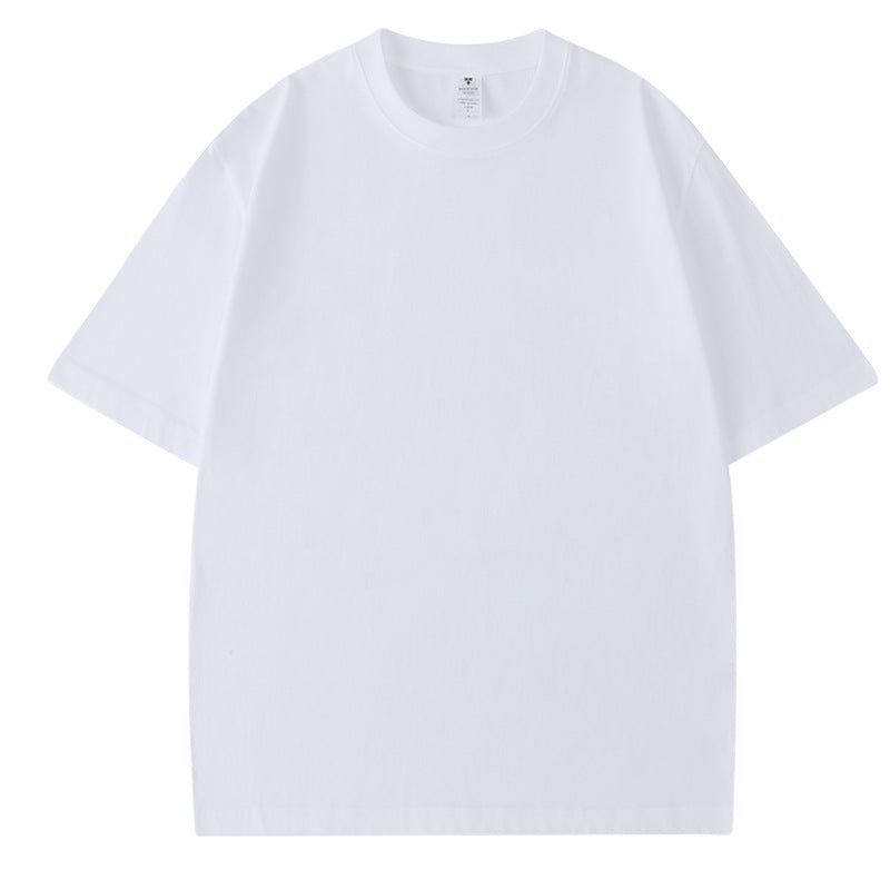 230G Men's Pure Cotton Crew Neck t Short-sleeve Drop Shoulder Cotton Workwear Printed Summer American Style oversize Men's Clothing t