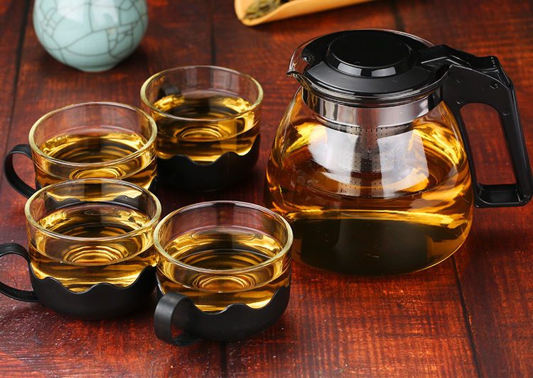 Premium New Chinese Style Heat-Resistant Glass Tea Set National Trend One Pot Four Cups Five-Piece Set Tea Brewing Pot Anti-Scald Tea Cup