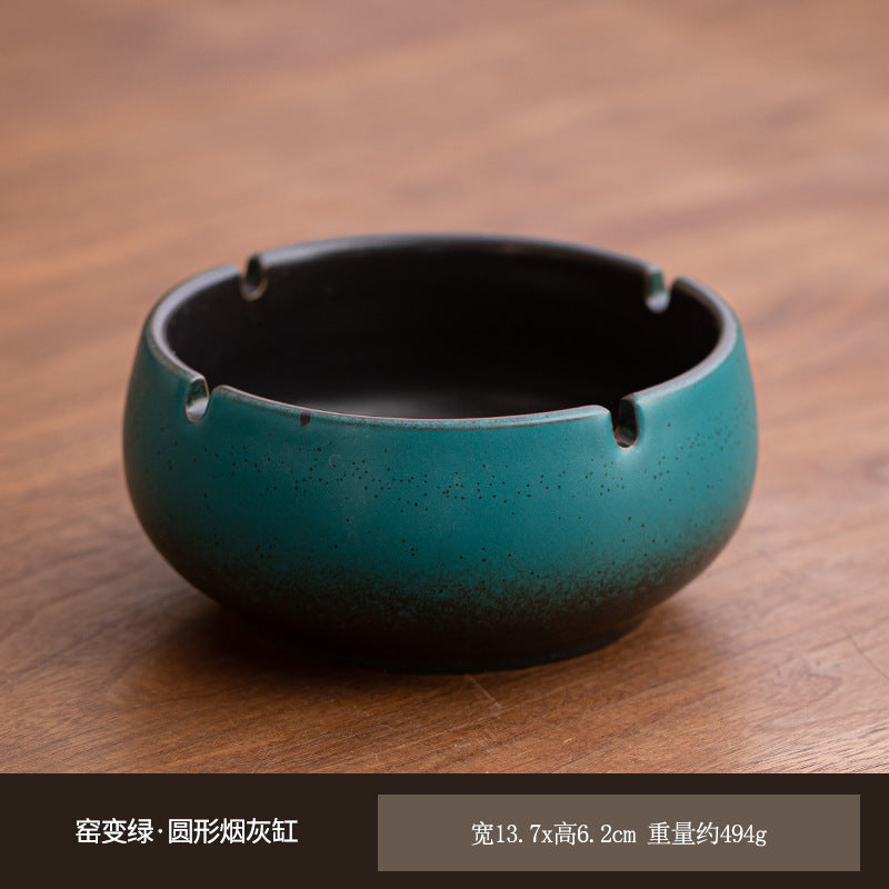 Large Ashtray Creative Personality Ceramic Ashtray Home Retro Chinese Style Living Room Light Luxury Office Trendy Ashtray