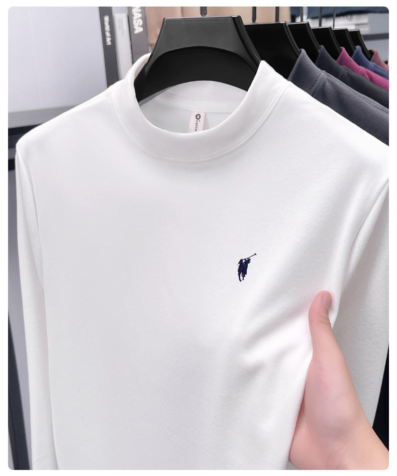Cross-border foreign trade high-end pony embroidery men's long sleeve t Half Turtleneck Thermal Base Layer Shirt for Men Inner Wear