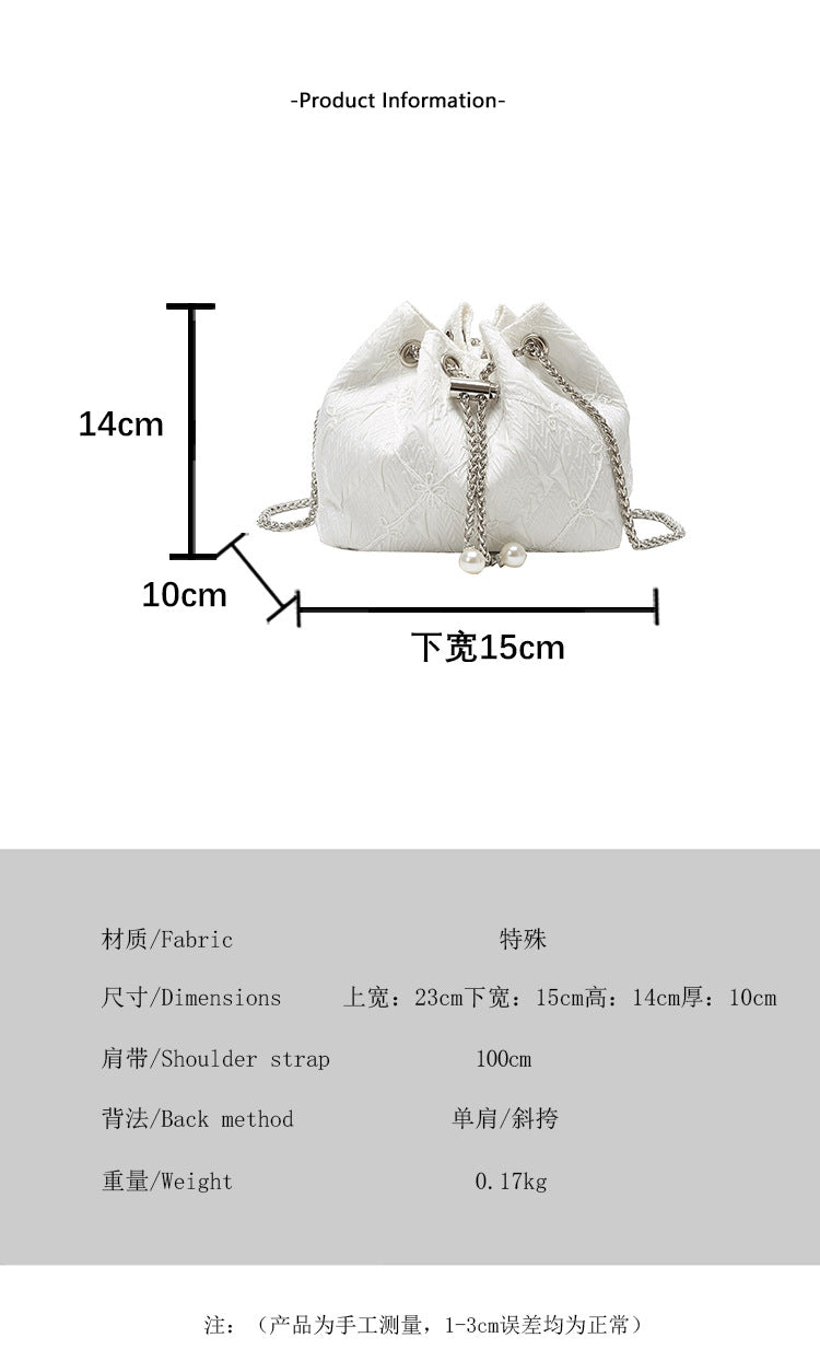 Cross-border Drawstring Bucket Small Bag for Women2025New Stylish Pleated Flower Bag Fashionable Round Chain Crossbody Bag