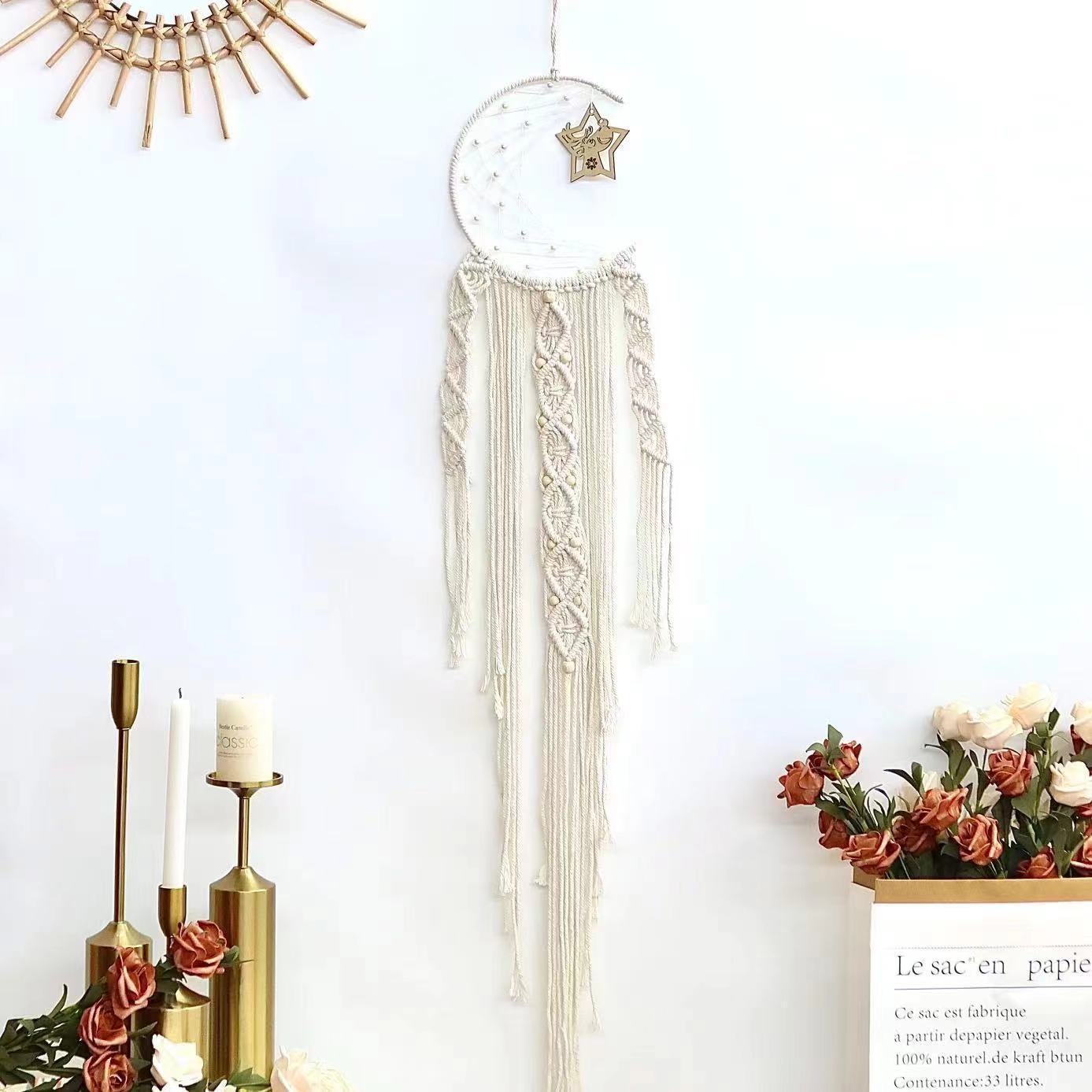 Cross-Border Hot-Selling European Style Artificial Woven Cotton Rope Tapestry Tassel Home Wall Hanging Decoration Soft Furnishing Collection Wholesale