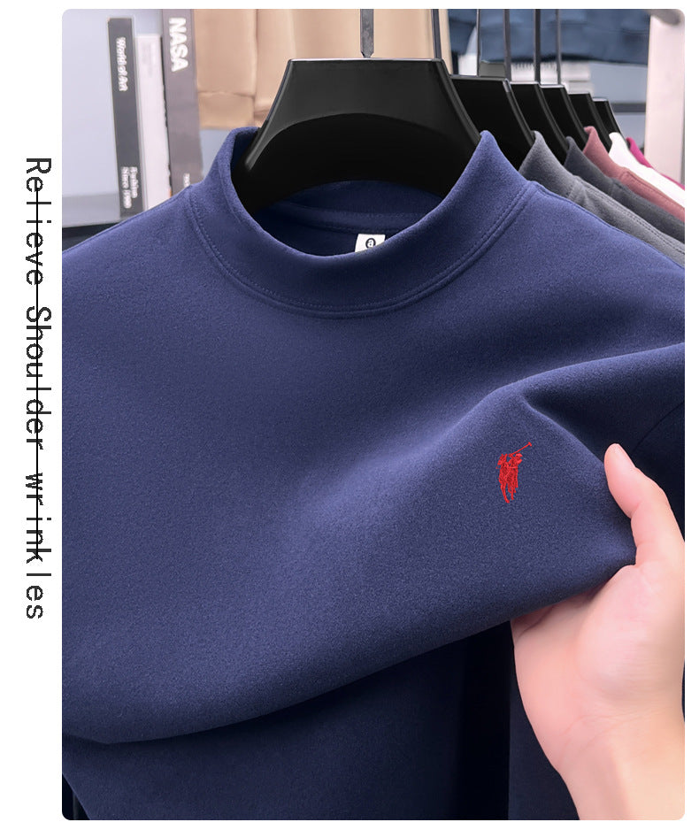 Cross-border foreign trade high-end pony embroidery men's long sleeve t Half Turtleneck Thermal Base Layer Shirt for Men Inner Wear