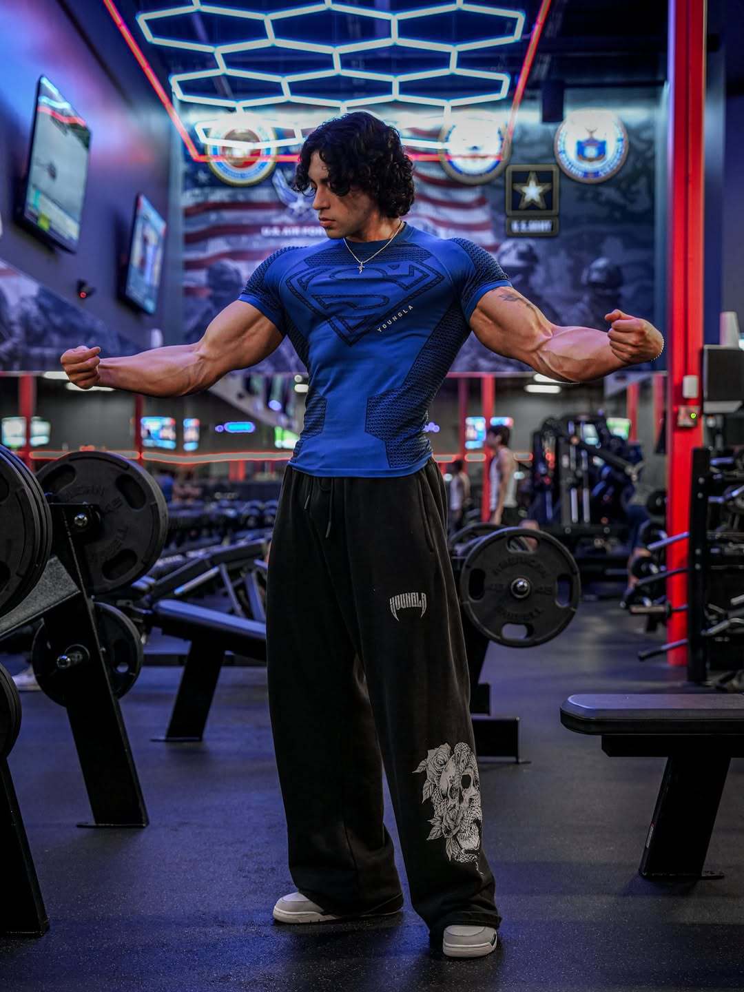 YOUNGLA New American-style Muscle Fitness Men's Sports Short Sleeve Casual Running Quick-dry Breathable Tight-fitting Shirt t T-shirt