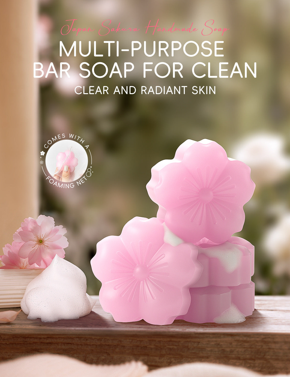 Plant Essential Oil Cherry Blossom Perfume Soap Refreshing Fragrance Bath Soap Full Body Use Long-lasting Scent Handmade Soap Export Soap