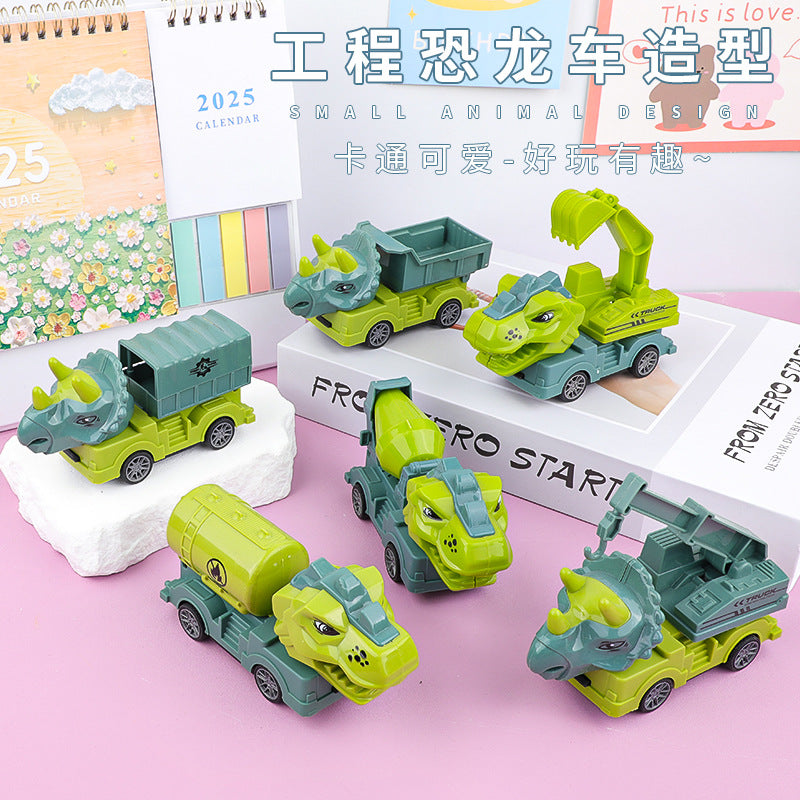 Children's Toys Pull-Back Dinosaur Construction Truck Boys Excavator Pull-Back Dump Truck Mixer Truck Small Car Street Vendor Wholesale