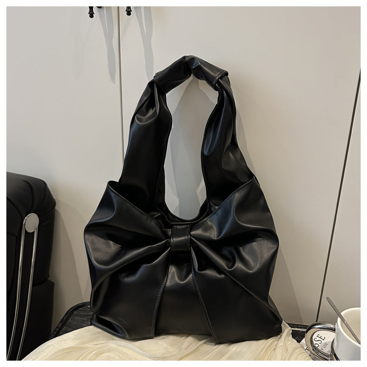 Korean Style Casual Underarm Women's Bag2025New Simple Bowknot Design Tote Bag Simple Handheld Shoulder Bag