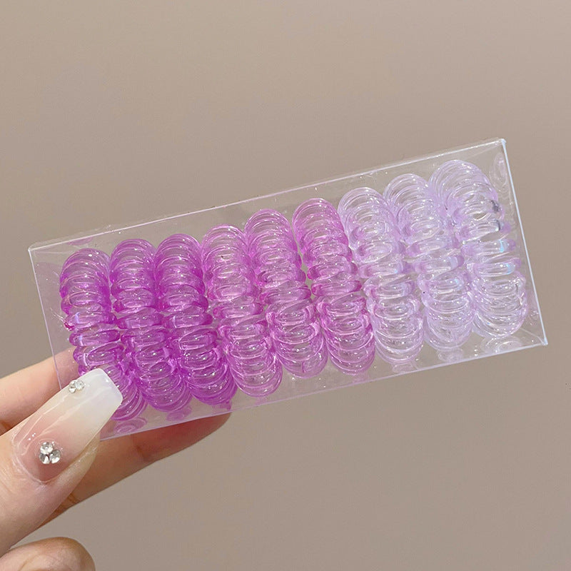TikTok Hot Trend Korean Version ins Internet Celebrity Boxed Gradient Telephone Wire Hair Tie Fresh Style Elastic Band One Piece Dropshipping