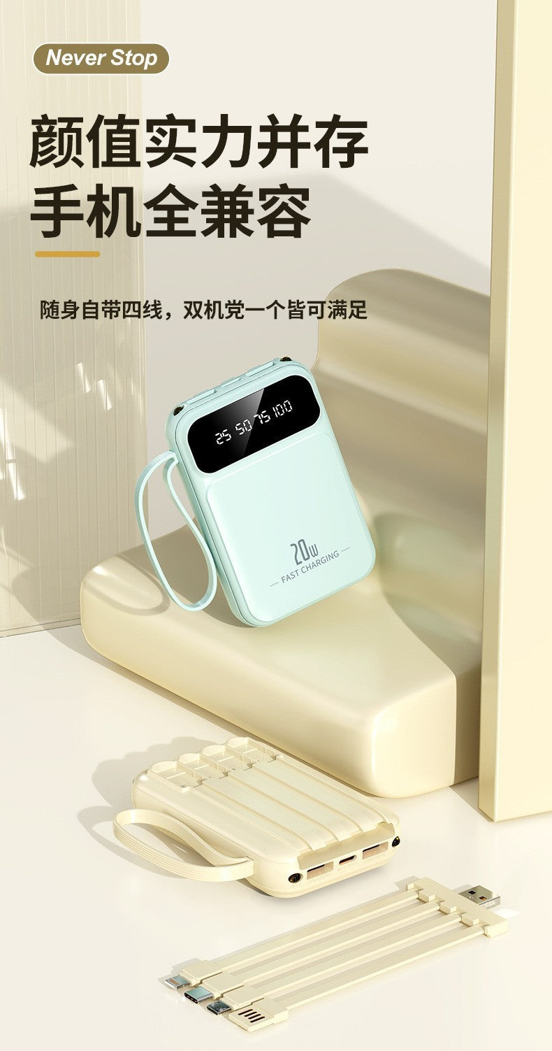 3C Certified Power Bank with Cable20000mAh large capacity portable power bank suitable for airplane use LOGO Customization