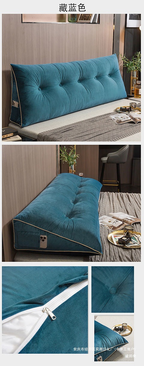 Triangular Bed Headrest Pillow Bed Cushion Double Backrest Soft Pack Waist Support Sofa Bedroom Plush Removable Washable Tatami
