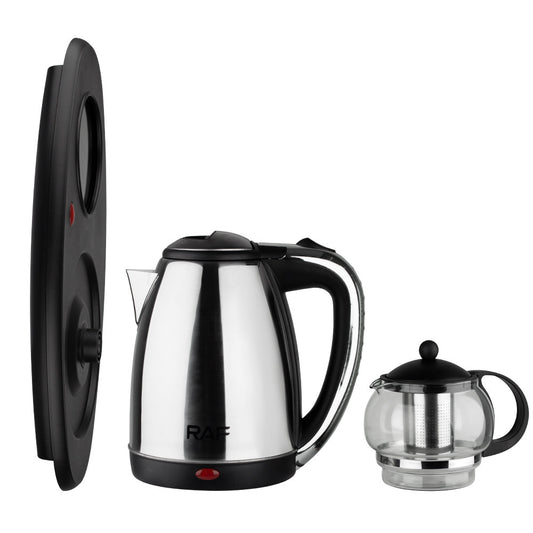 European Standard Cross-Border Tea Set Electric Kettle Stainless Steel Insulated Electric Kettle Tea Set Tray