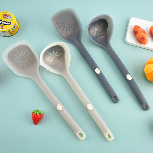 New Style Steel-Clad Silicone Spatula Semi-Transparent Silicone Chinese Spatula Household Kitchen Food-Grade Non-Stick Cooking Spatula