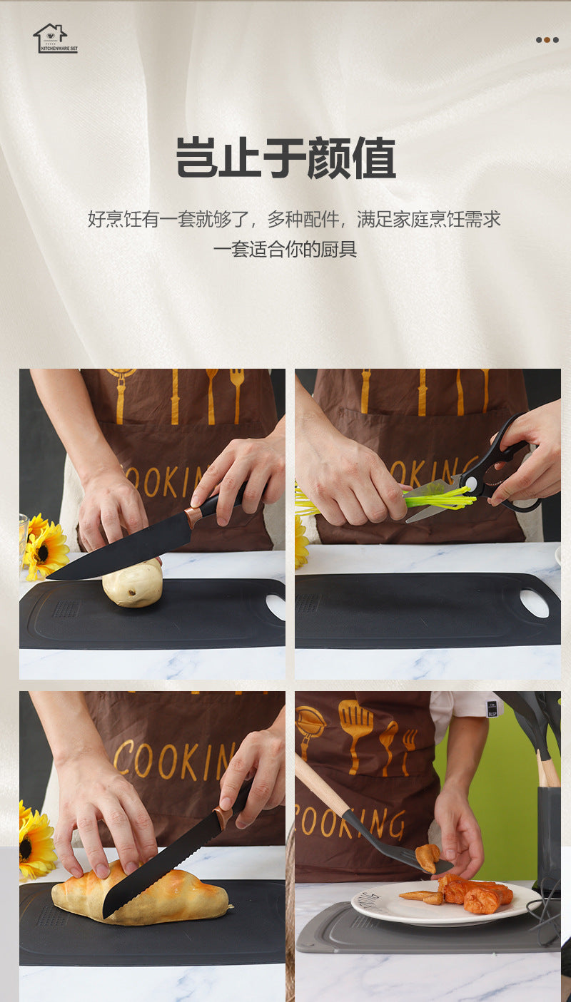 Silicone Spatula Soup Spoon19Set of Non-Stick Pans Silicone Spatula Household Food-Grade Silicone Kitchen Utensils Knife Set Wholesale