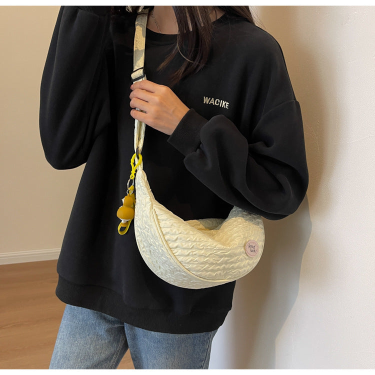 Cute and Versatile Niche Canvas Small Bag for Women2023New Women's Bag Korean Version Crossbody Bag Fashion Single Shoulder Dumpling Bag