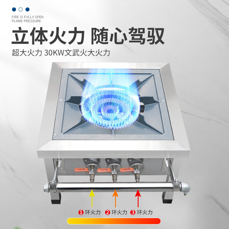 Free Shipping High Heat Commercial Low Soup Stove Stainless Steel Braised Meat Stove Single Burner Double Burner Triple Ring Low Foot Stove Gas Stove Soup Cooking