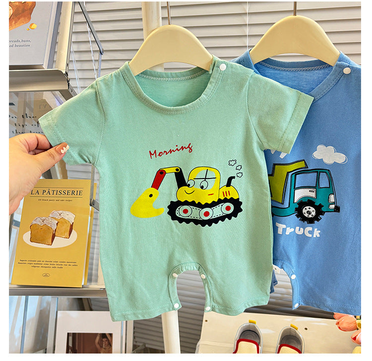 Pure Cotton Infant Jumpsuit Summer Pure Cotton Printed Korean Version Baby Romper Lightweight Breathable Unisex Baby Short Sleeve