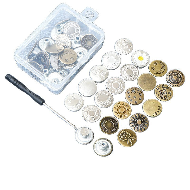 Adjustable No-Punch No-Nail Metal Buttons for Women's Jeans, Detachable Waist Adjustment Tool