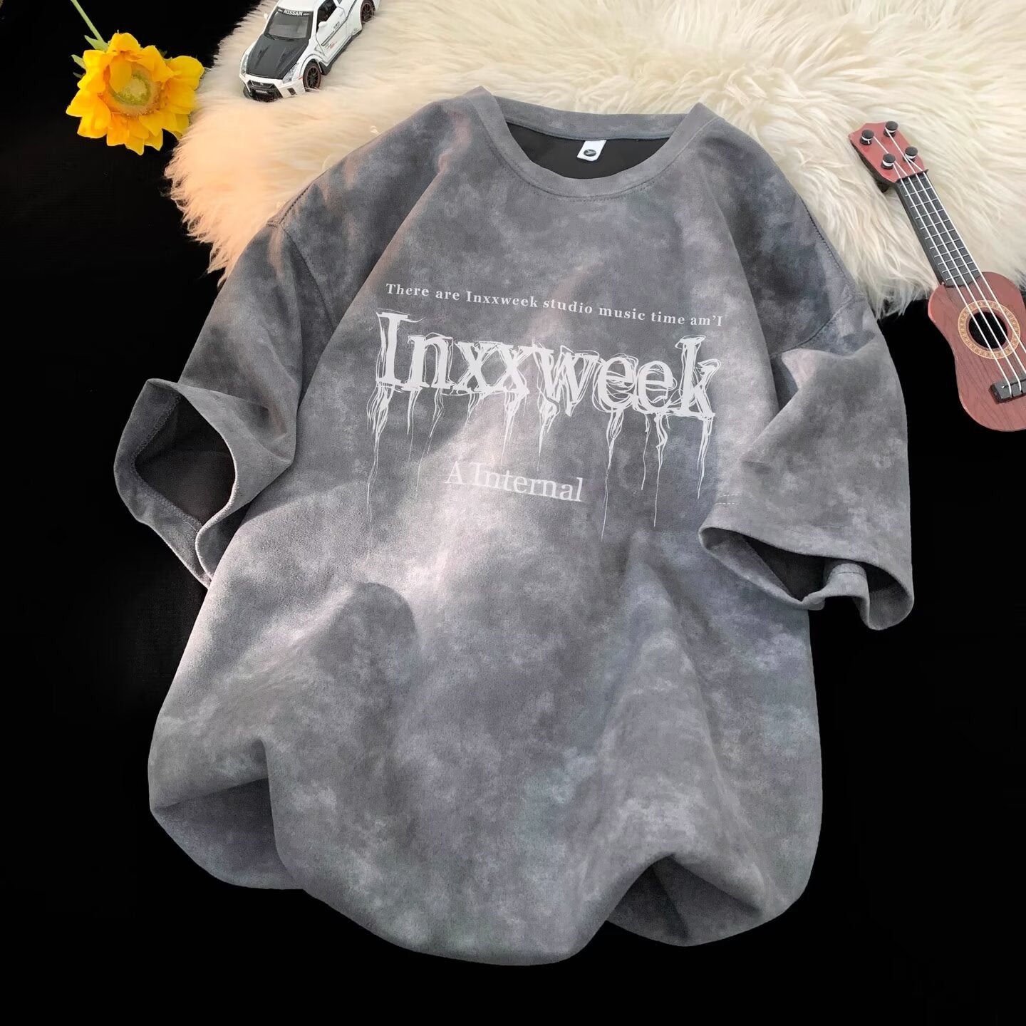 American Style Tie-Dye Short Sleeve T Men's Summer T-shirt2025New Style Dirty Street Style Casual Loose Breathable Plus Size T-Shirt