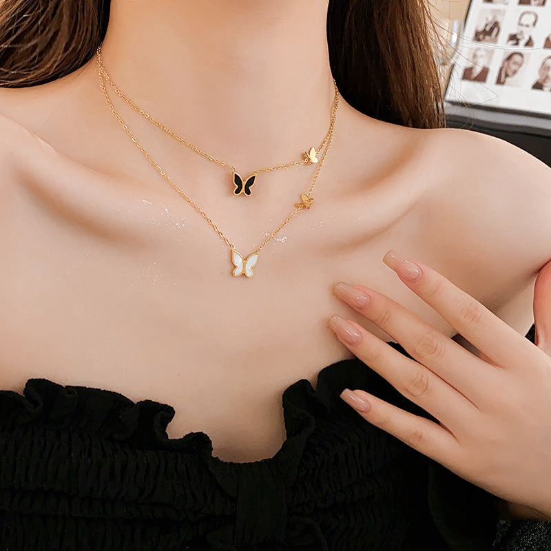18K Real Gold Plated Moon Heart Pendant Necklace Simple Versatile Elegant Collarbone Chain Light Luxury High-End Necklace