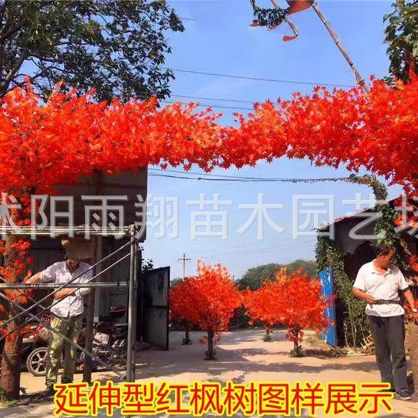 Artificial Red Maple Tree Maple Leaf Tree Indoor and Outdoor Decoration Maple Leaf Fake Tree Square Exhibition Hall Park Hotel Scene Layout Tree