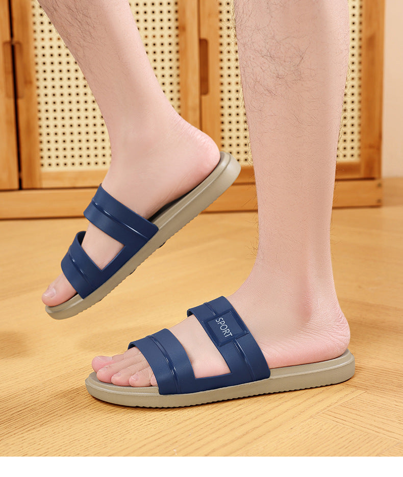 Men's New Summer Thick-Soled Slippers One-Word Outdoor Casual Comfortable Fashion Non-Slip Wear-Resistant Beach Shoes Soft