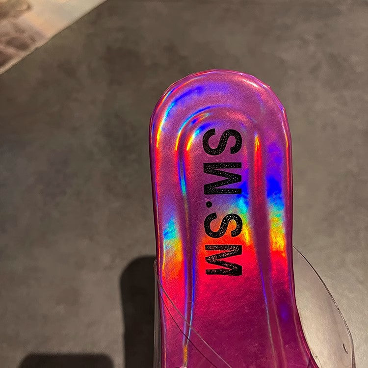 Sparkling Silver Transparent Beaded Closed-Toe Mules for Women2024Summer Internet Celebrity Super Popular Sandals Slippers