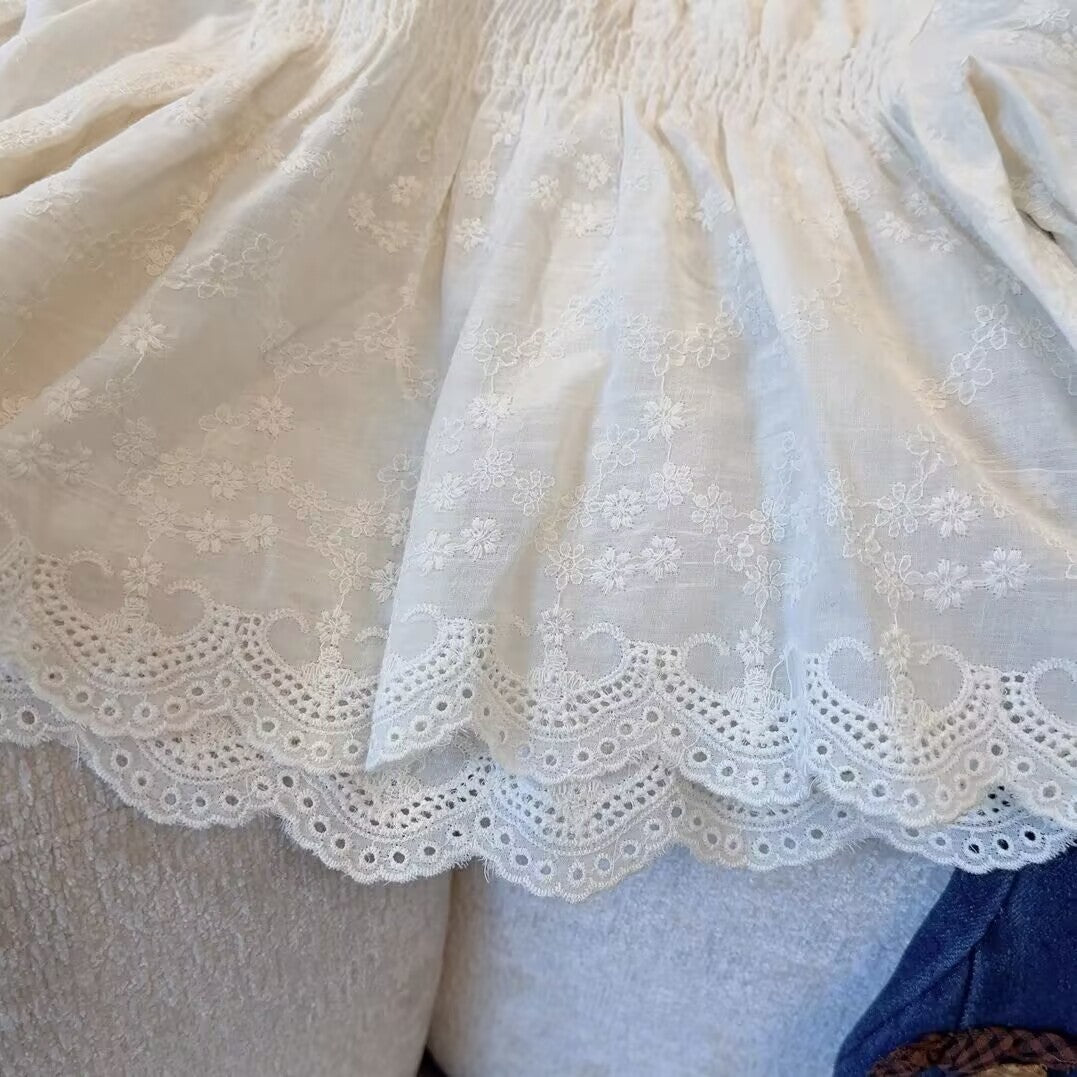 Sweet Little Sister Children's Shirt Autumn New Korean Version Children's Clothing Baby Girl Cute Lace Embroidery High-end Doll Shirt