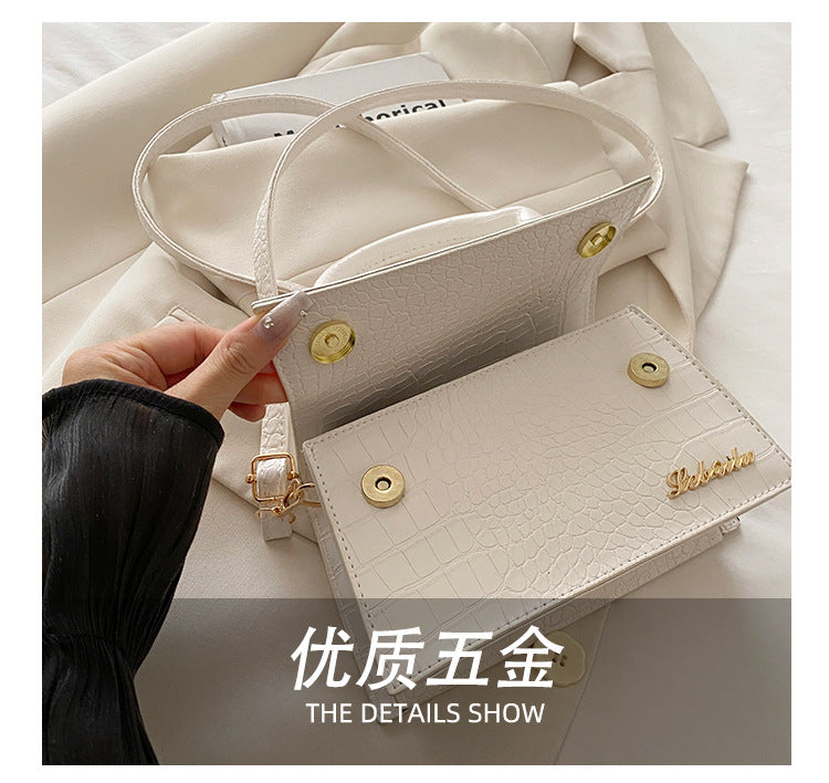 Korean style stone pattern single shoulder bag for women2025New Textured Handheld Small Square Bag Versatile Fashion Simple Crossbody Bag